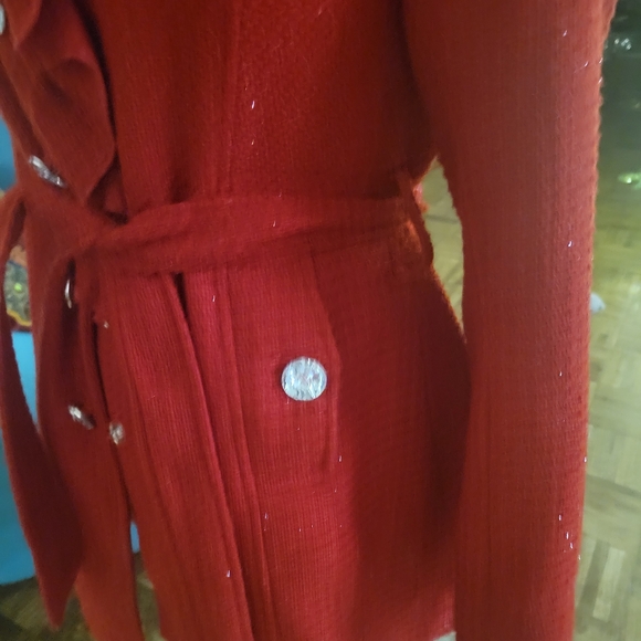 Chic Red Ruffle Blazer - Picture 2 of 5